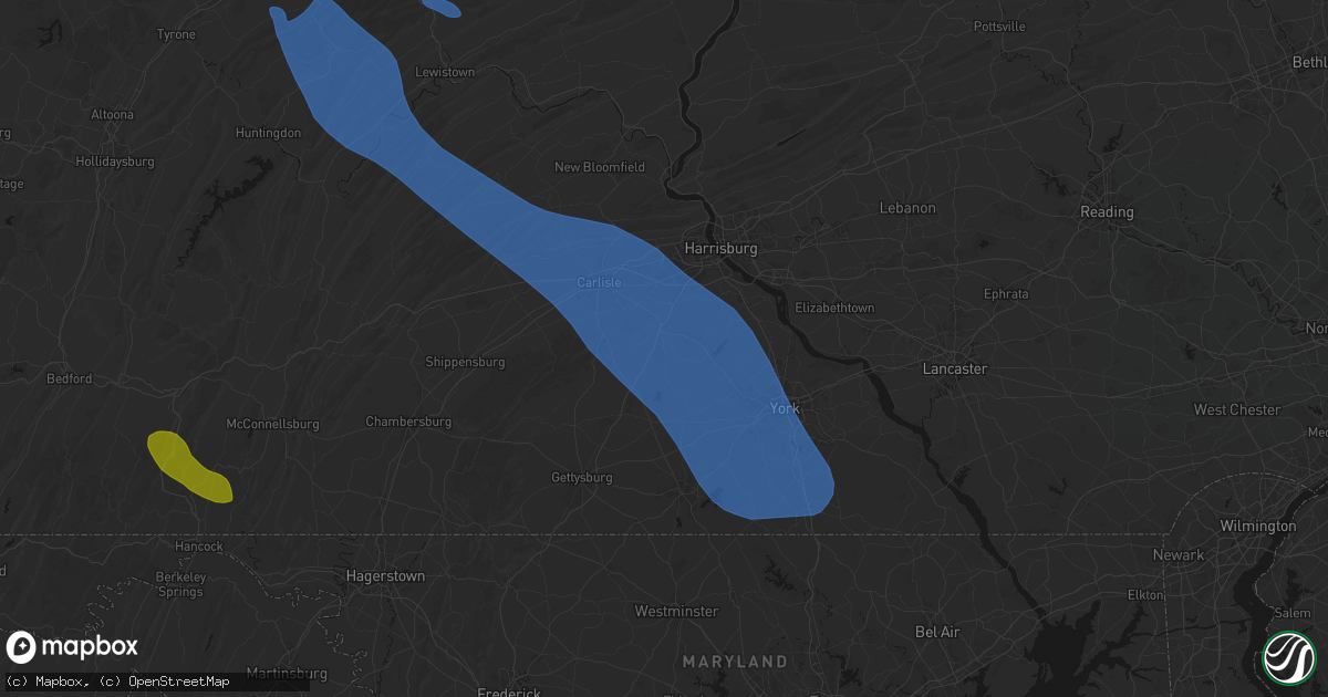 Hail map in Franklintown, PA on September 2, 2026