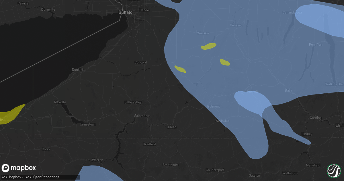 Hail map in Franklinville, NY on September 2, 2026
