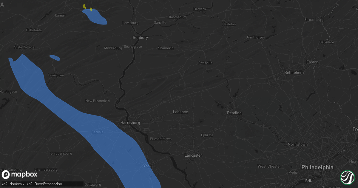 Hail map in Fredericksburg, PA on September 2, 2026