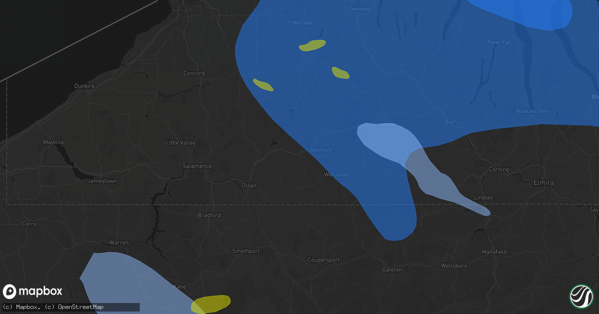 Hail map in Friendship, NY on September 2, 2026