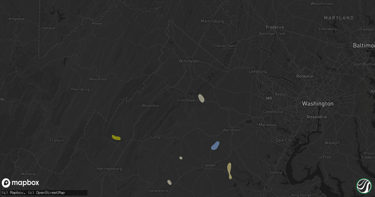 Hail map in Front Royal, VA on September 2, 2026