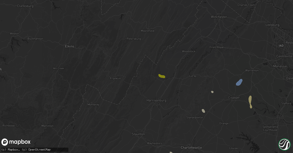 Hail map in Fulks Run, VA on September 2, 2026