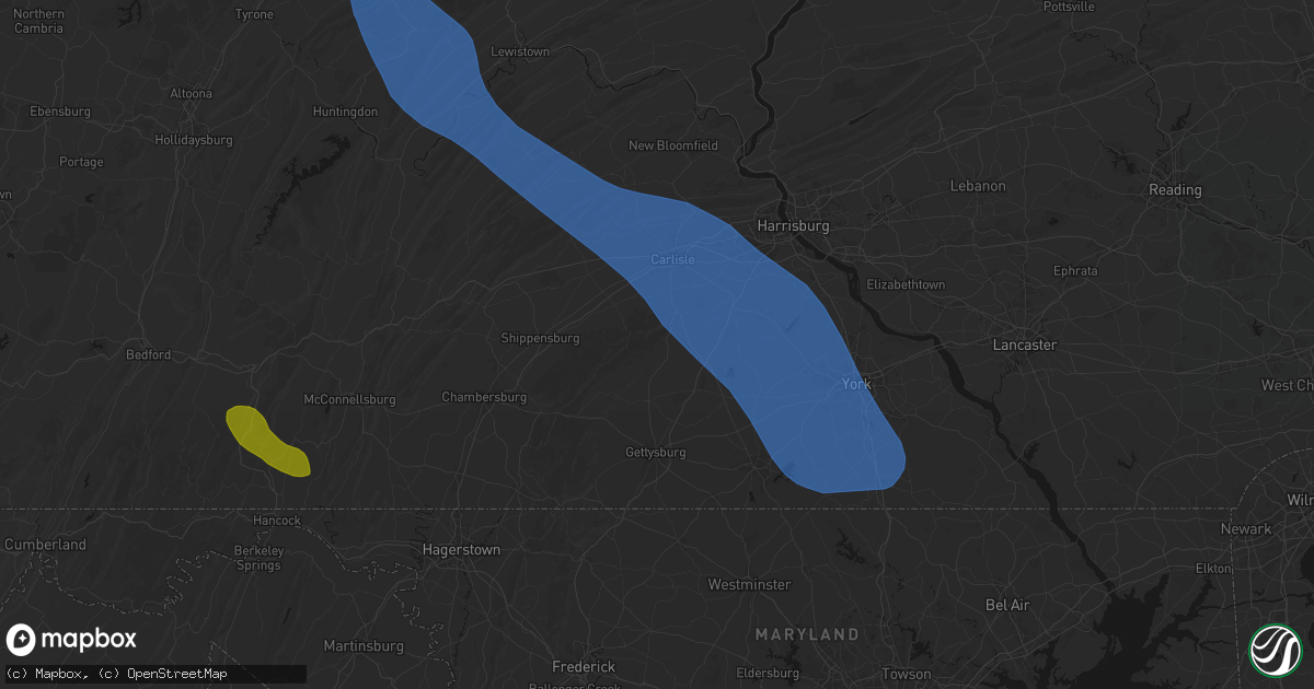 Hail map in Gardners, PA on September 2, 2026