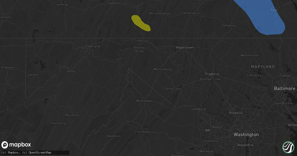 Hail map in Gerrardstown, WV on September 2, 2026