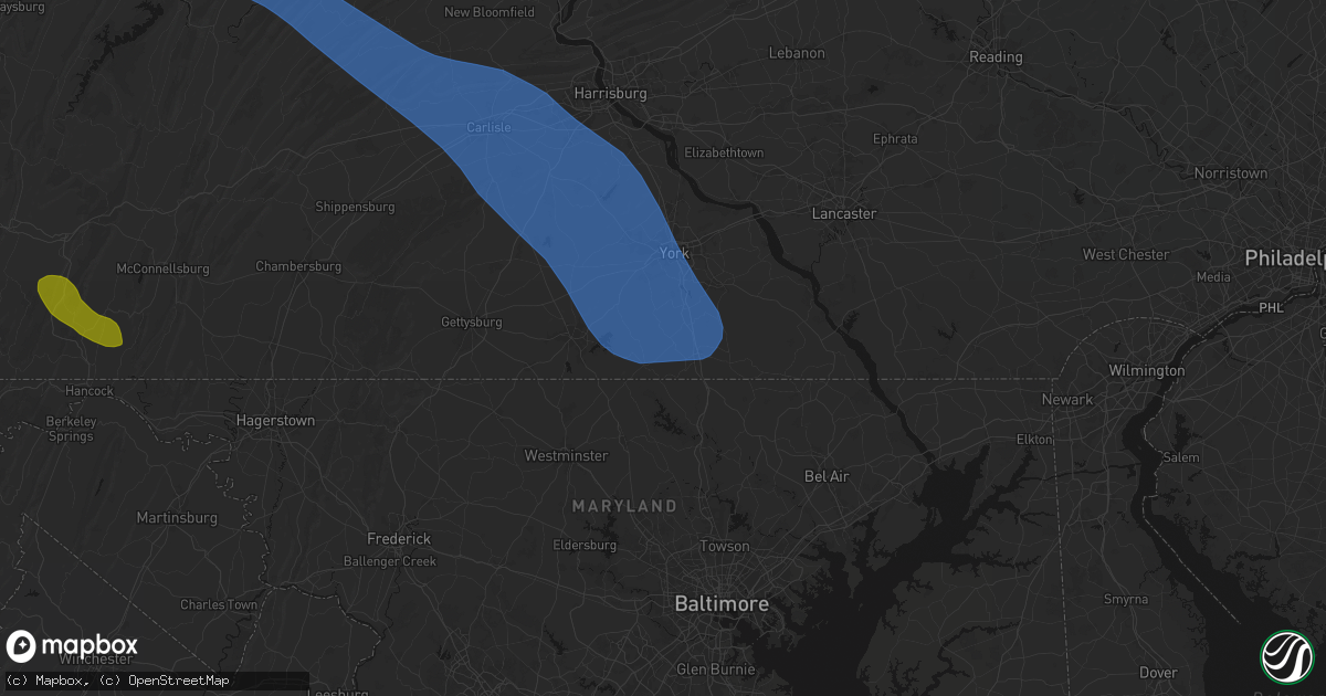 Hail map in Glen Rock, PA on September 2, 2026