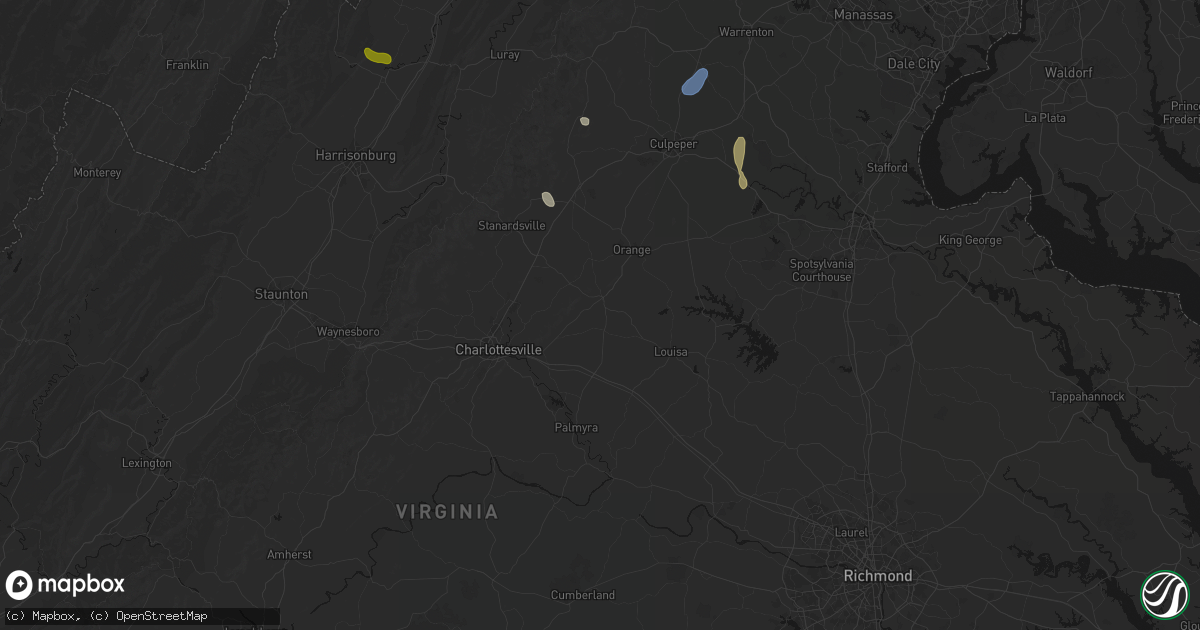 Hail map in Gordonsville, VA on September 2, 2026
