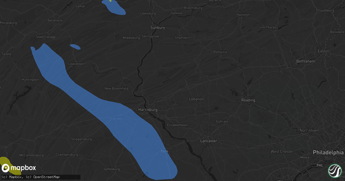 Hail map in Grantville, PA on September 2, 2026