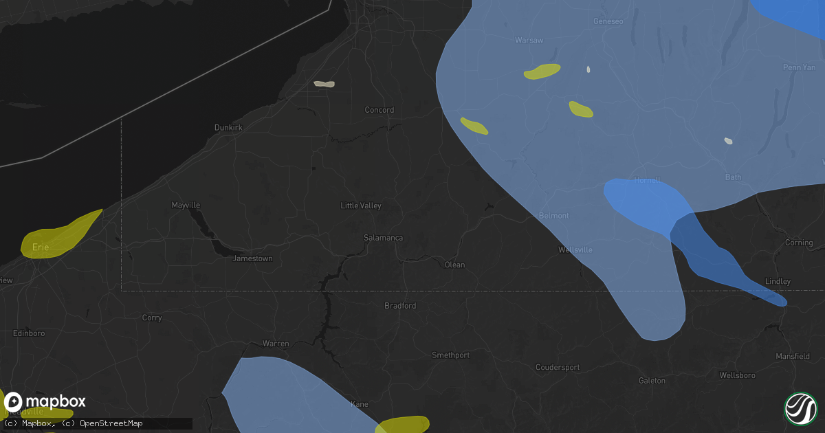 Hail map in Great Valley, NY on September 2, 2026