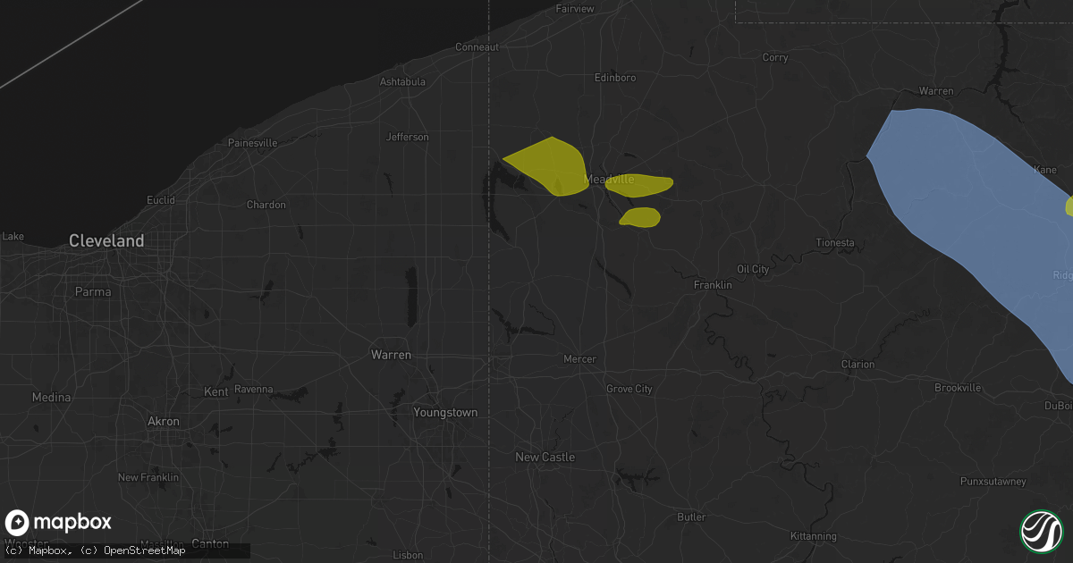 Hail map in Greenville, PA on September 2, 2026