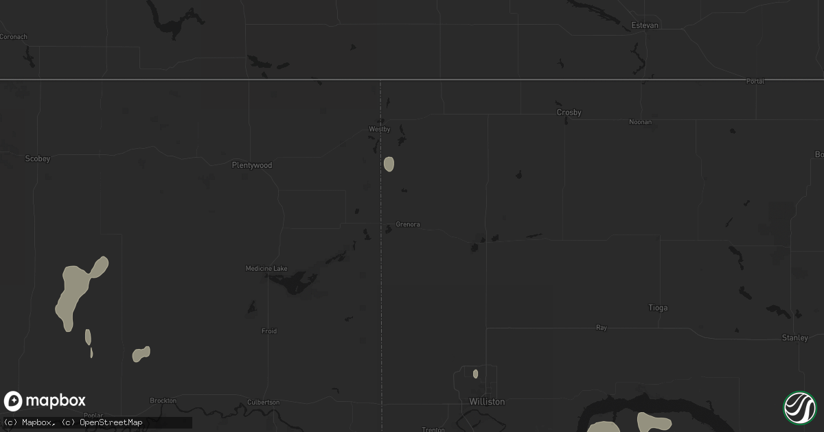 Hail map in Grenora, ND on September 2, 2026