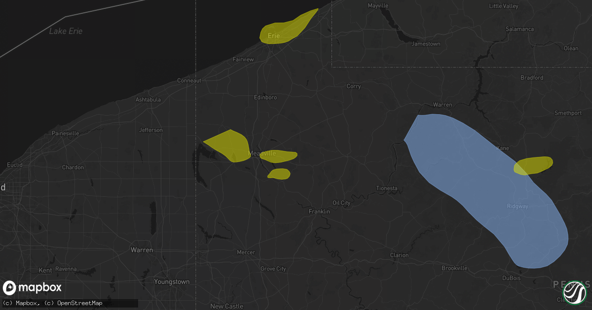 Hail map in Guys Mills, PA on September 2, 2026