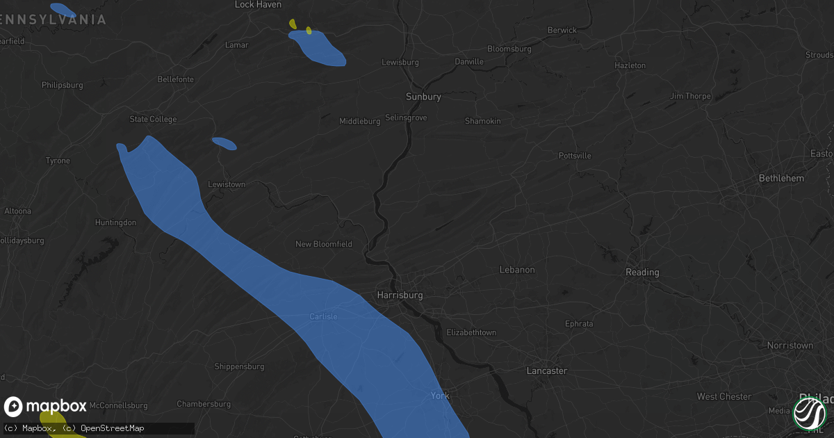 Hail map in Halifax, PA on September 2, 2026