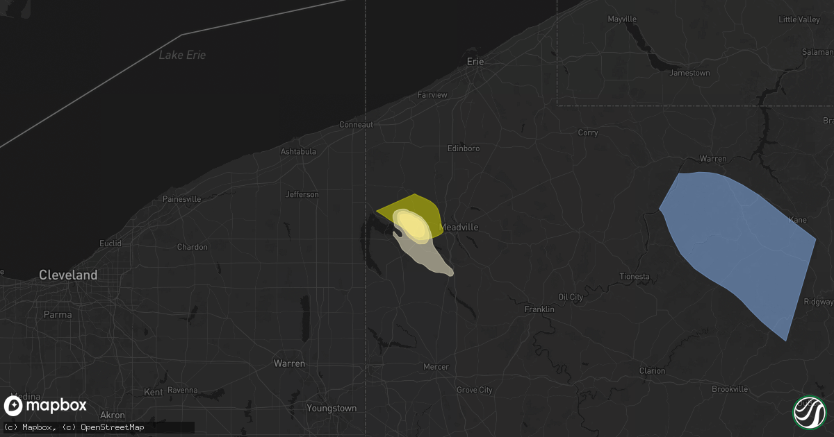Hail map in Harmonsburg, PA on September 2, 2026