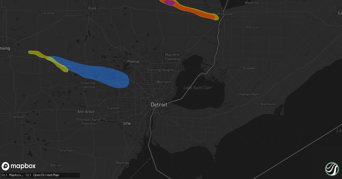 Hail map in Harper Woods, MI on September 2, 2026
