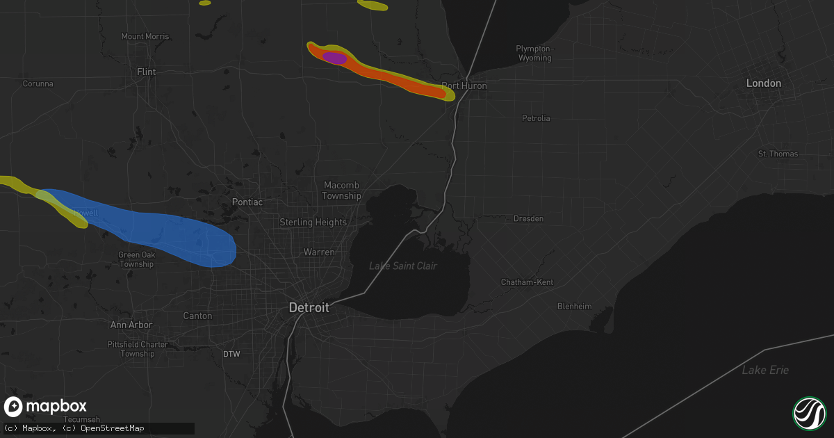 Hail map in Harsens Island, MI on September 2, 2026