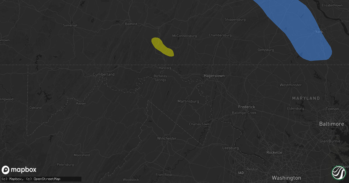 Hail map in Hedgesville, WV on September 2, 2026