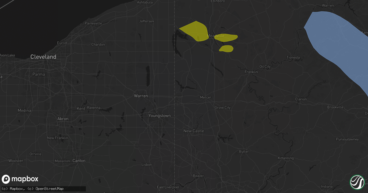 Hail map in Hermitage, PA on September 2, 2026