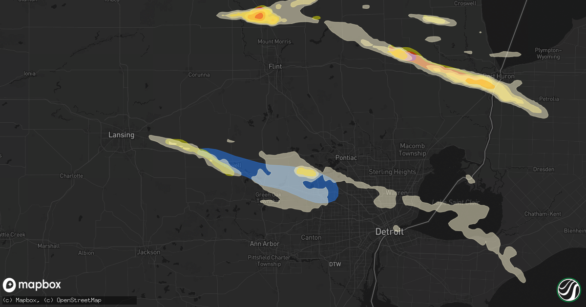 Hail map in Highland, MI on September 2, 2026
