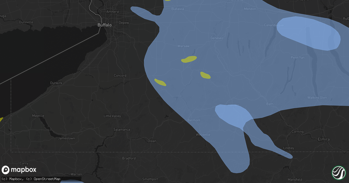 Hail map in Houghton, NY on September 2, 2026