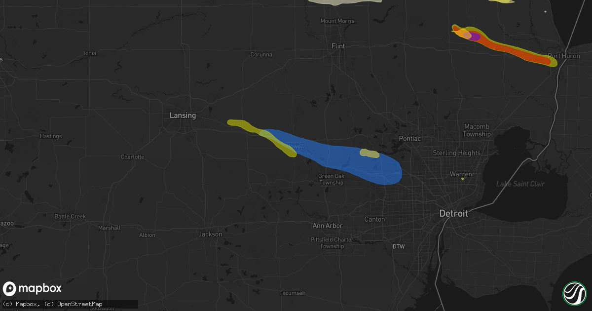 Hail map in Howell, MI on September 2, 2026