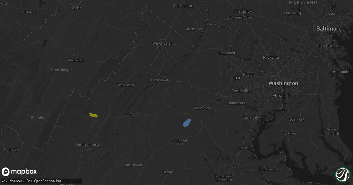 Hail map in Hume, VA on September 2, 2026