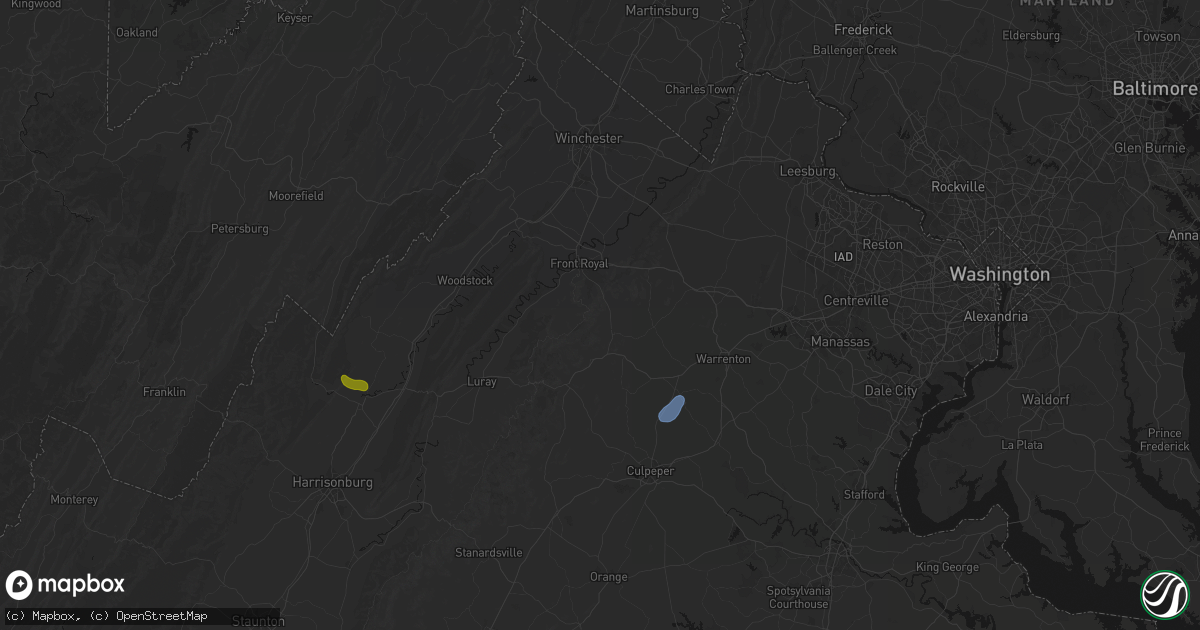 Hail map in Huntly, VA on September 2, 2026