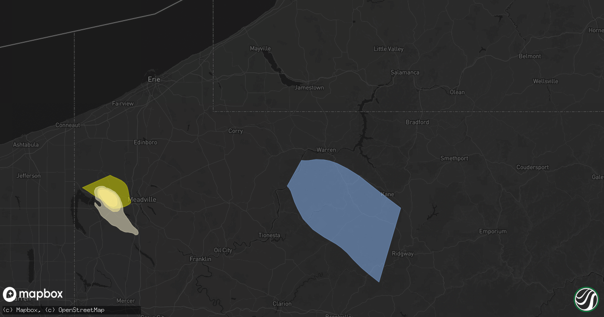 Hail map in Irvine, PA on September 2, 2026