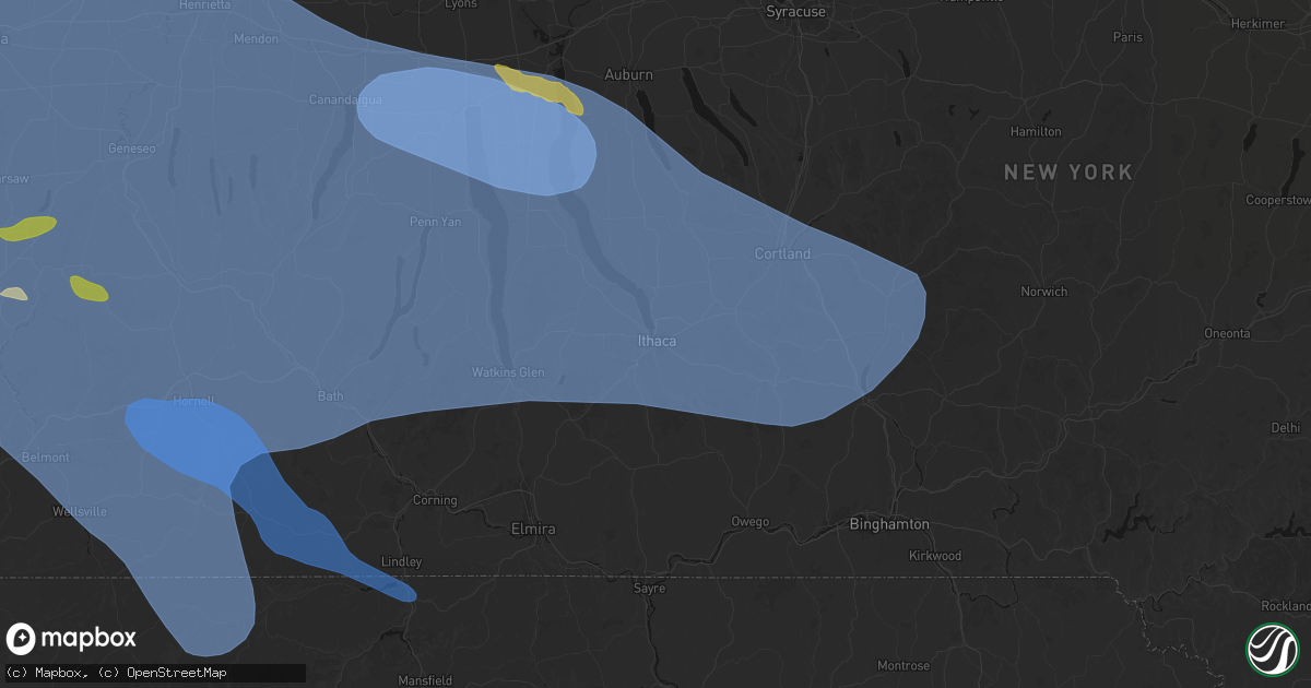 Hail map in Ithaca, NY on September 2, 2026