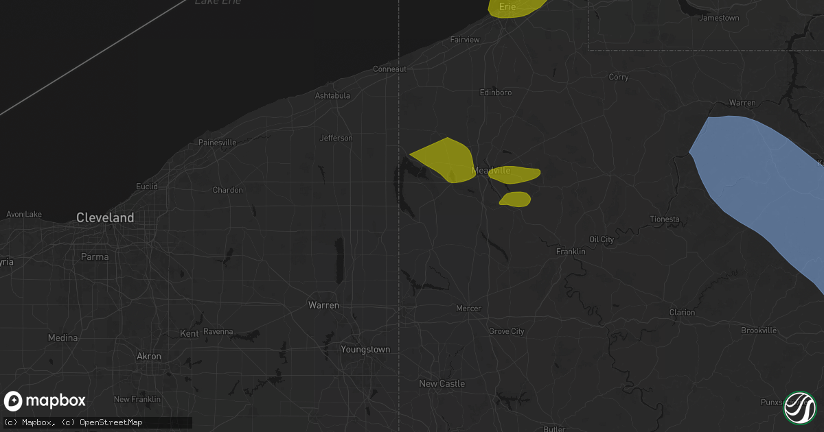 Hail map in Jamestown, PA on September 2, 2026