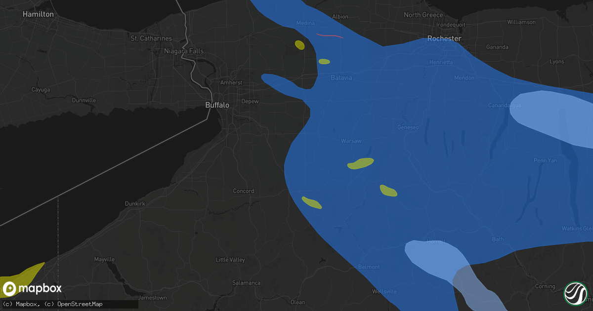 Hail map in Java Village, NY on September 2, 2026