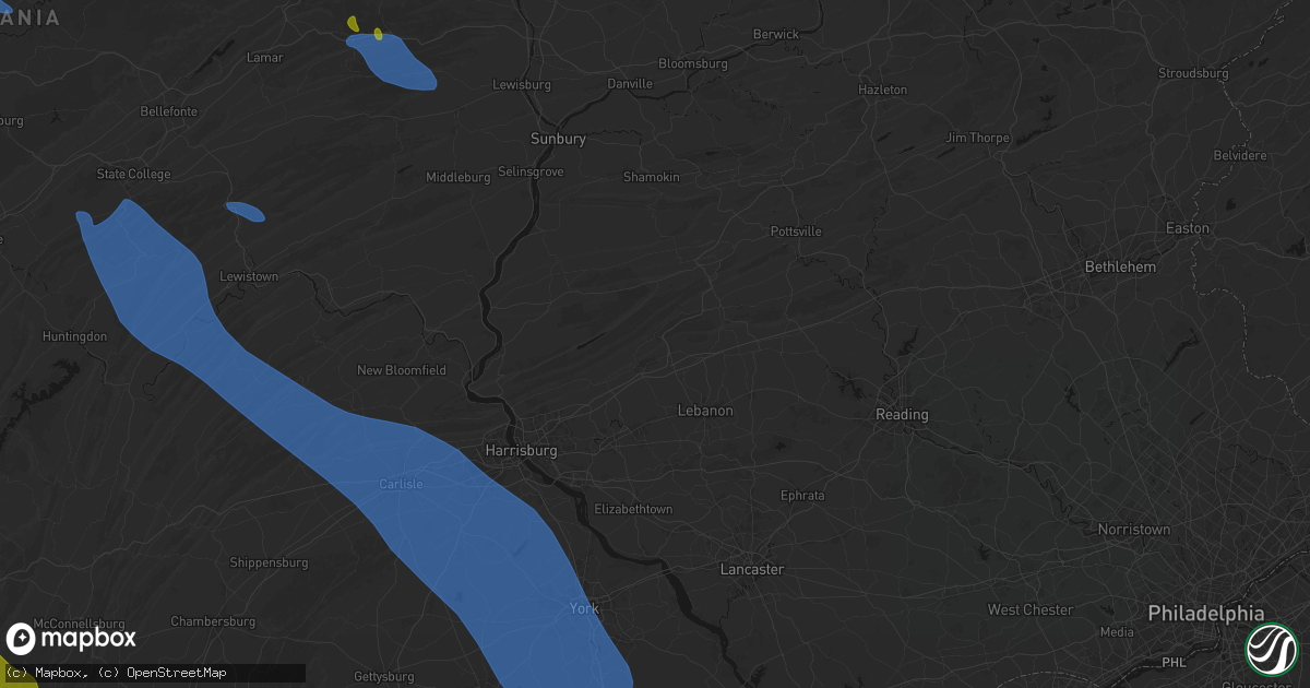 Hail map in Jonestown, PA on September 2, 2026