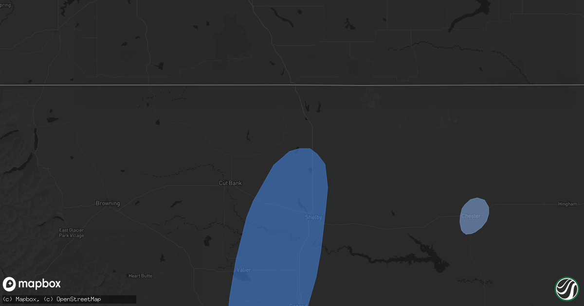 Hail map in Kevin, MT on September 2, 2026