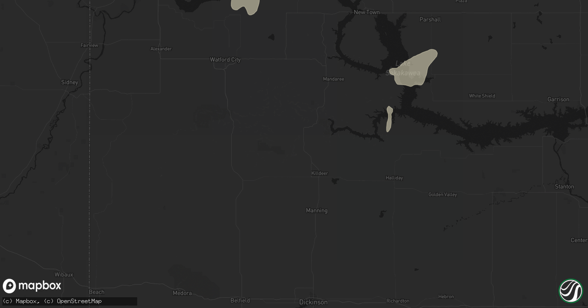 Hail map in Killdeer, ND on September 2, 2026