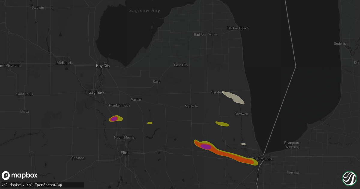 Hail map in Kingston, MI on September 2, 2026