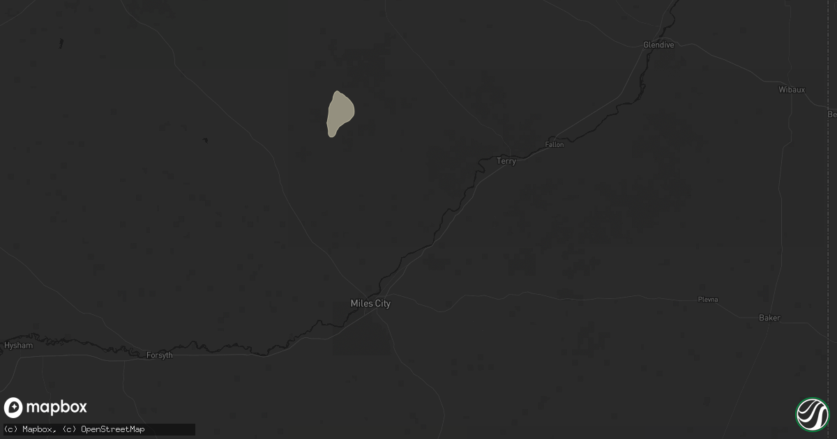 Hail map in Kinsey, MT on September 2, 2026