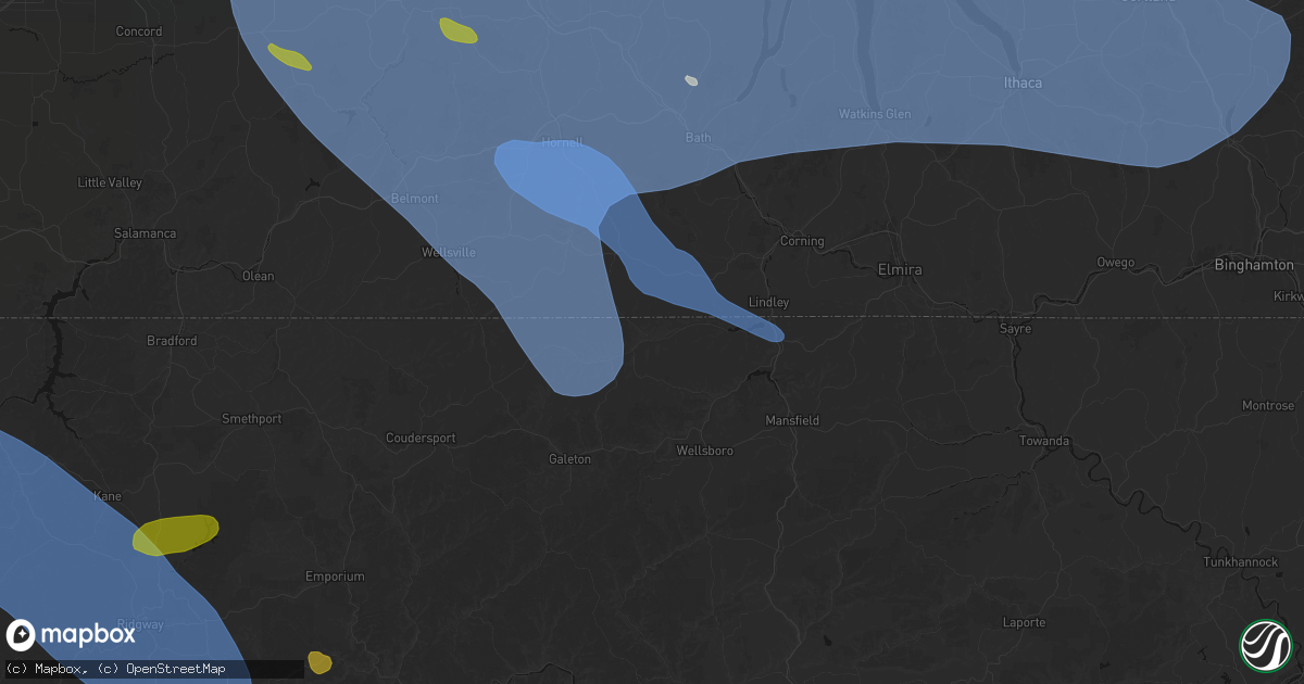 Hail map in Knoxville, PA on September 2, 2026