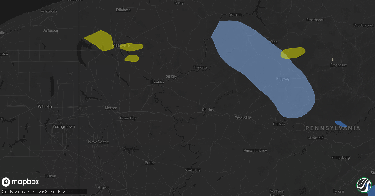 Hail map in Kossuth, PA on September 2, 2026