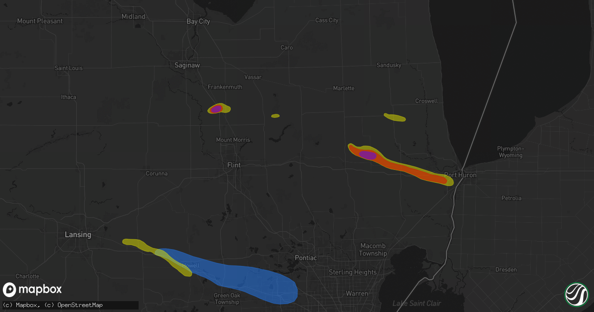 Hail map in Lapeer, MI on September 2, 2026