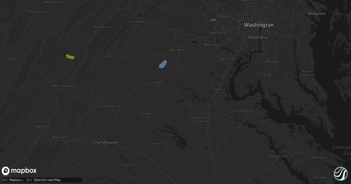 Hail map in Lignum, VA on September 2, 2026