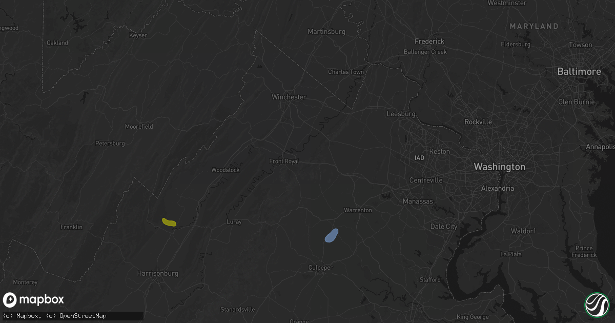 Hail map in Linden, VA on September 2, 2026