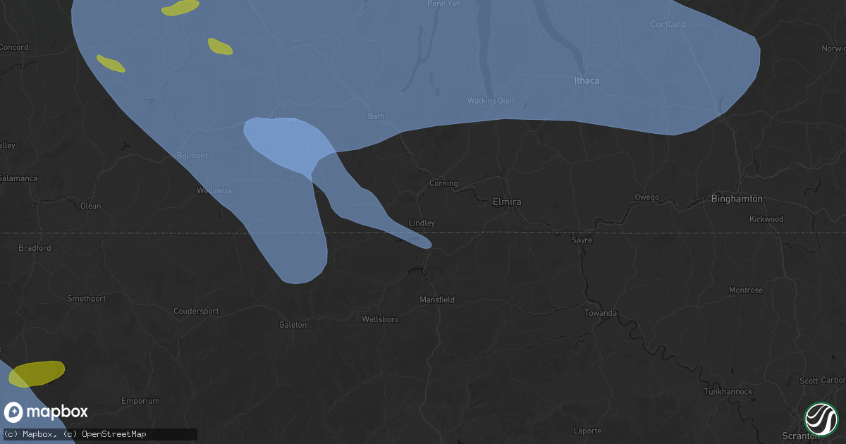 Hail map in Lindley, NY on September 2, 2026