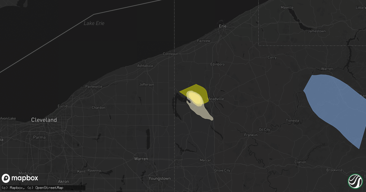 Hail map in Linesville, PA on September 2, 2026
