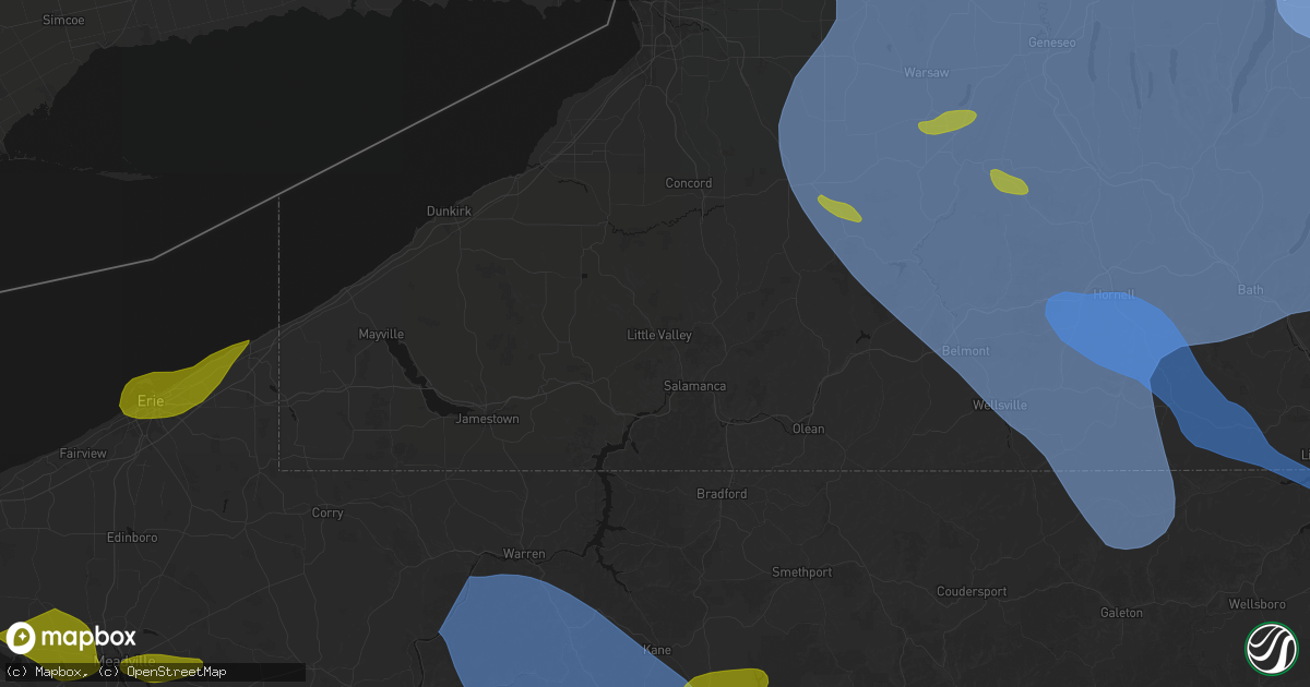 Hail map in Little Valley, NY on September 2, 2026