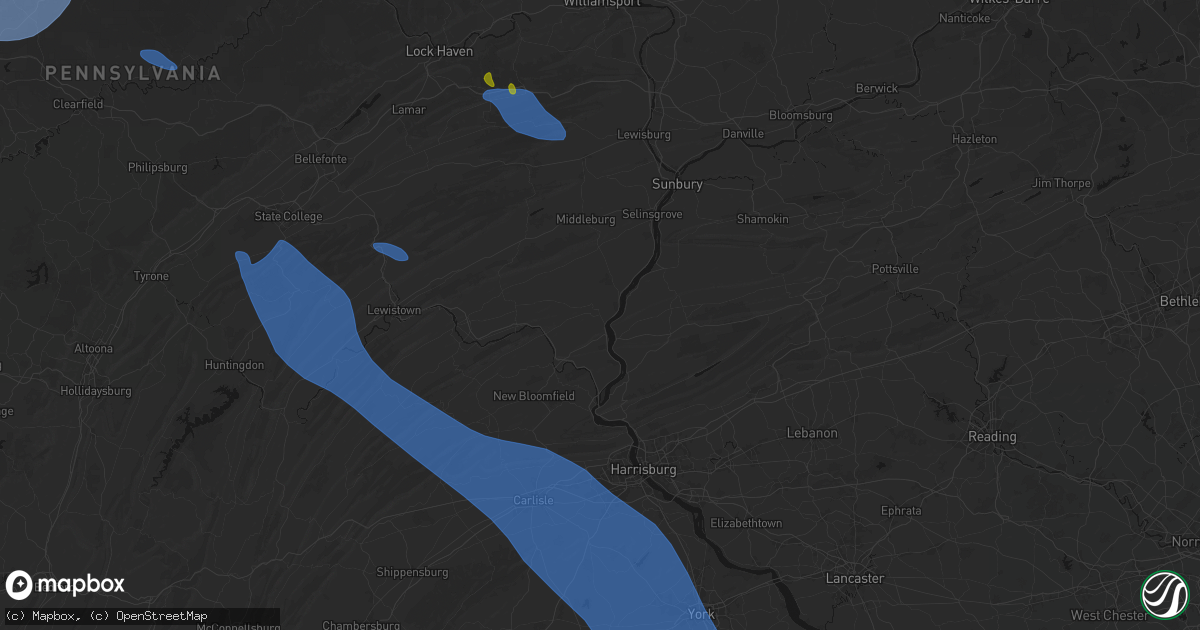 Hail map in Liverpool, PA on September 2, 2026
