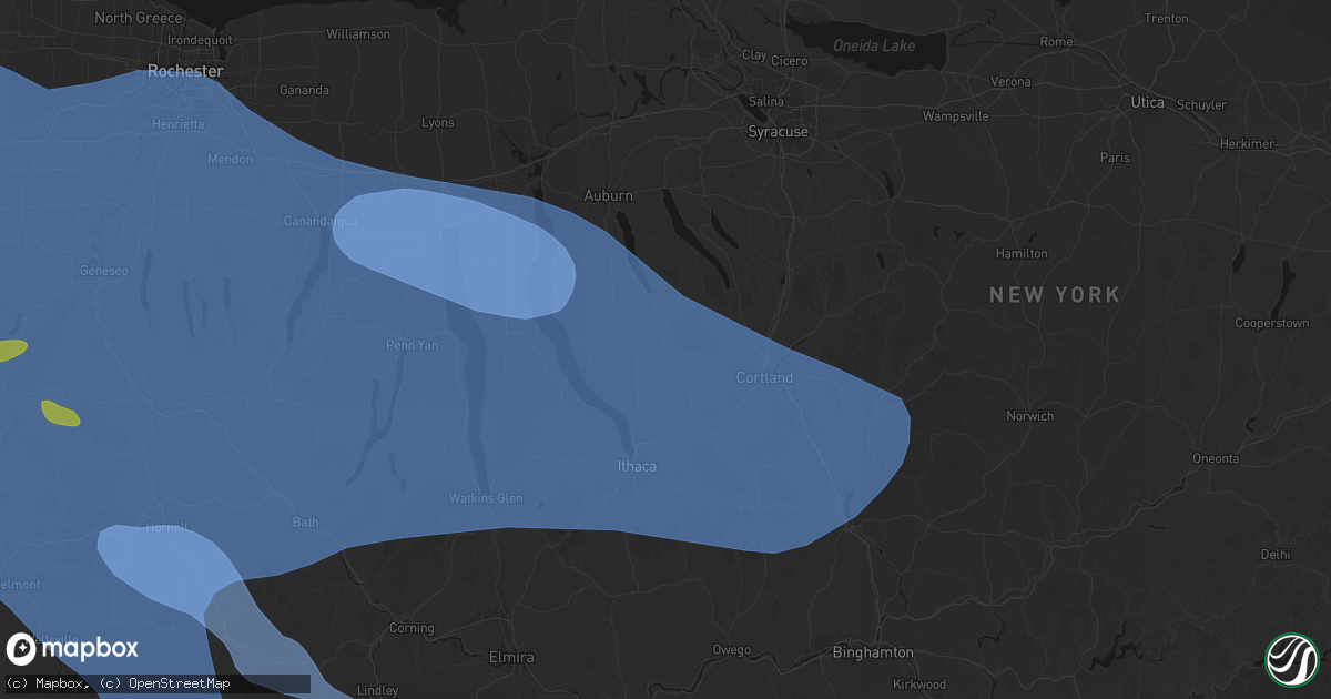 Hail map in Locke, NY on September 2, 2026