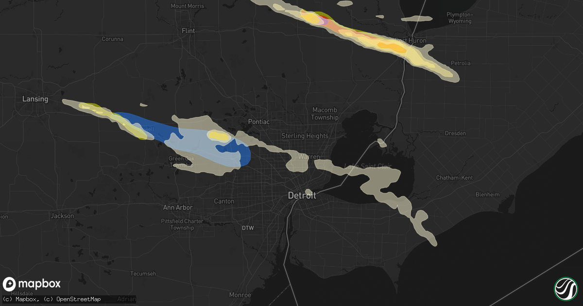Hail map in Madison Heights, MI on September 2, 2026