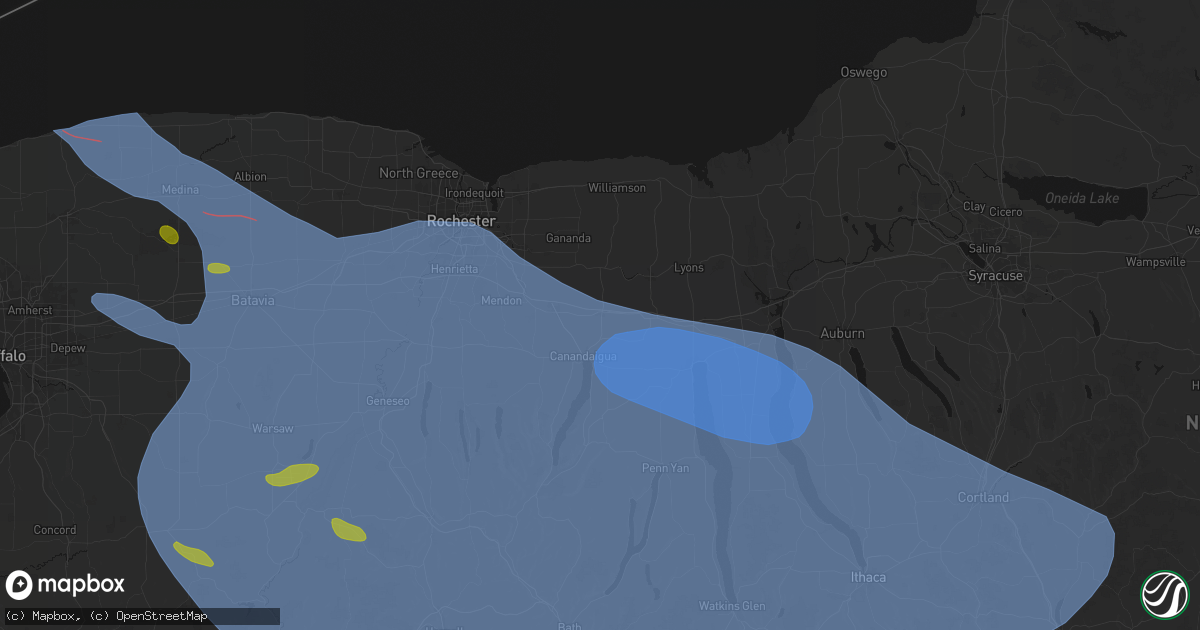 Hail map in Manchester, NY on September 2, 2026