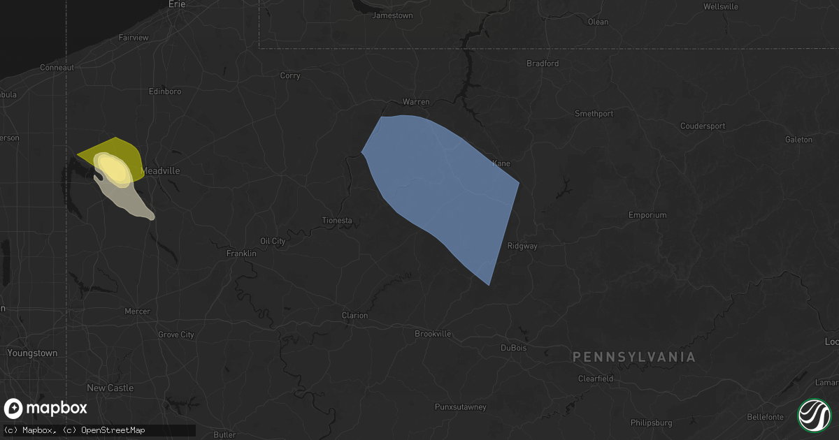 Hail map in Marienville, PA on September 2, 2026