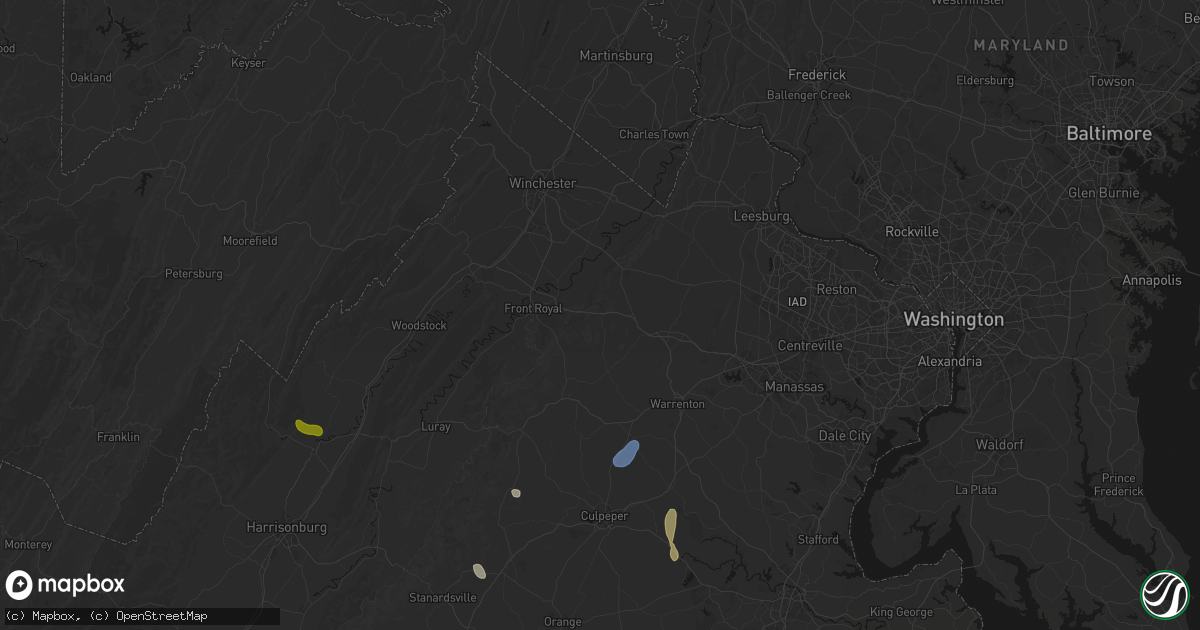 Hail map in Markham, VA on September 2, 2026