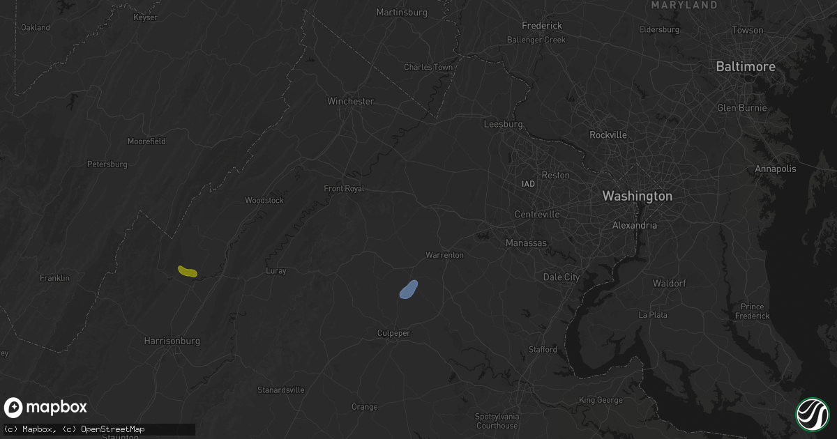 Hail map in Marshall, VA on September 2, 2026